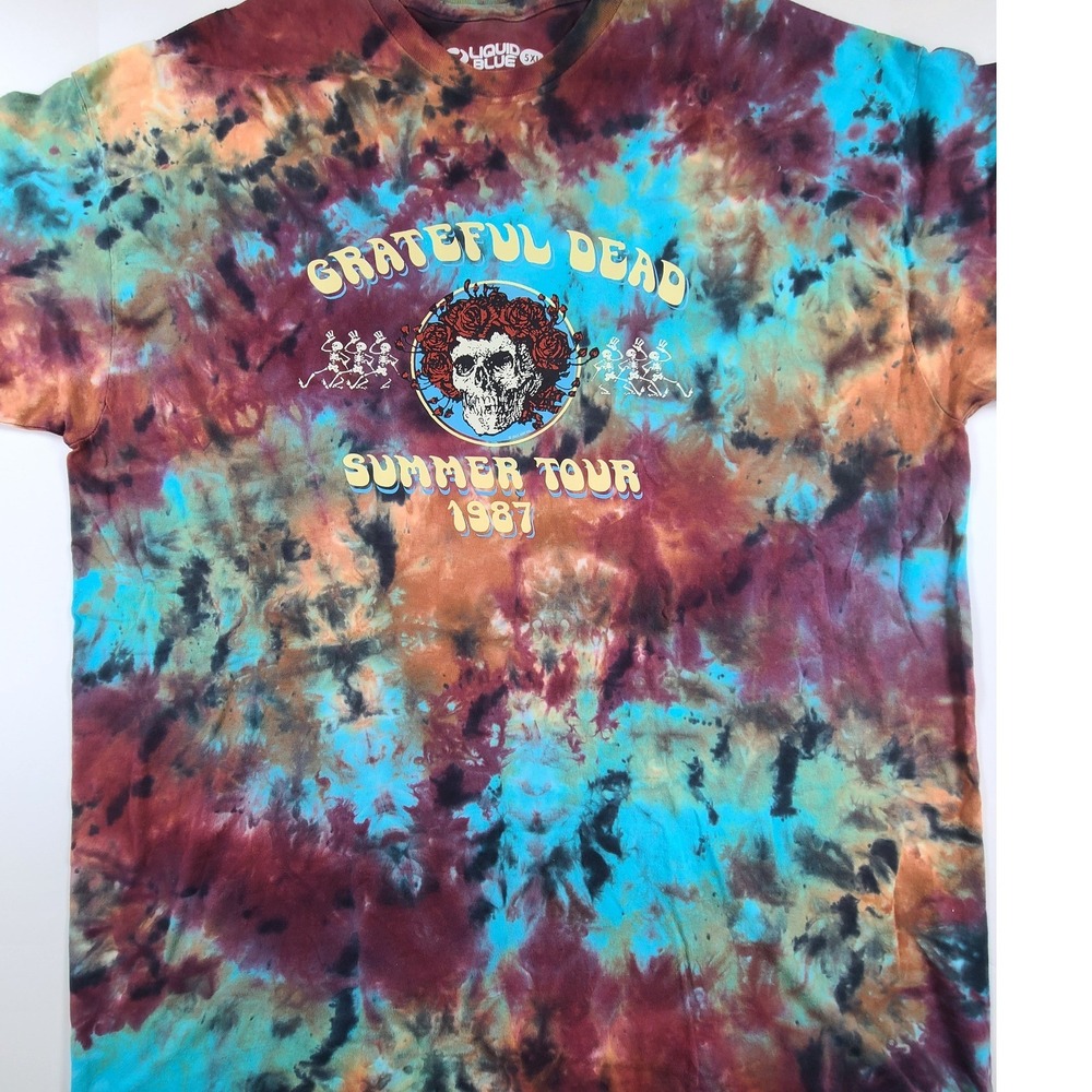 Liquid Blue Grateful Dead Summer Tour 1987 Tie Dye T-Shirt Mens 5XL Multicolor - Picture 2 of 4